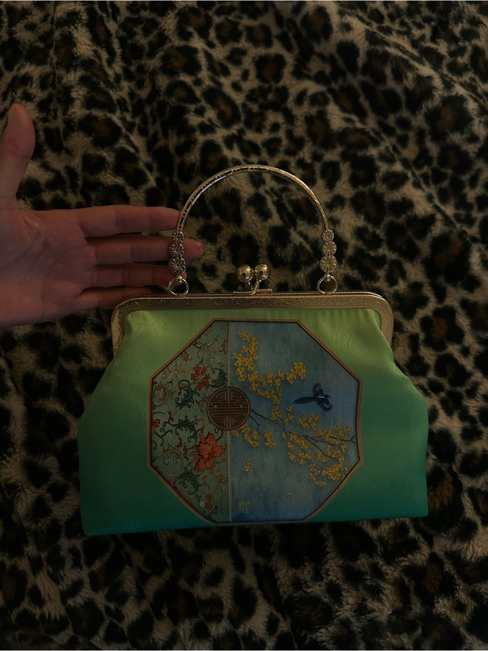 Vintage Chinese Oriental Embroidered Silk Clutch Bag